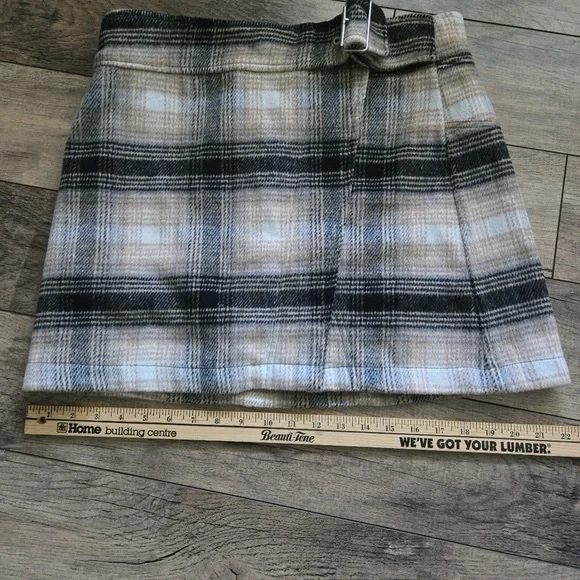 Free People Womens Size 12 Plaid Mini Skirt with Belt